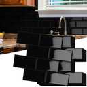 10-Sheet Thick Peel and Stick Kitchen Backsplash Tiles, 3D Subway Waterproof Self-Adhesive Wall Tile Stick on Backsplash for Kitchen and Bathroom(Black,12.6"10.6")