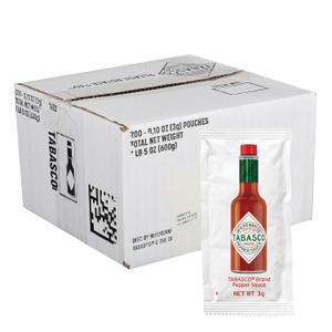 TABASCO Brand Pepper Sauce Single Serve Packet (0.11 oz Packets, Pack of 200) (EXP 12/01/26)