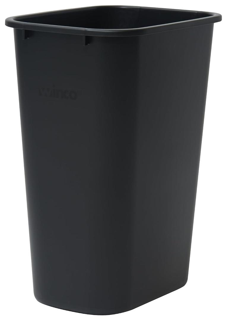 Winco 15 1/4" Black Plastic Waste Basket