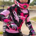 Boys Cycling Jersey Youth Mountain Bike BMX Long Sleeve Bicycle Clothes Kids Balance Bike Jersey, Large