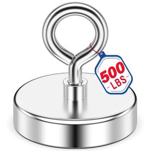 Strong Fishing Magnet 2.36 inch 500lbs Rare Earth Magnet Heavy Duty Large Security Tags Removal Tools High Power Super Strong Gift Magnets Heavy Duty for Fishing, Treasure Hunting, Item Retrieval