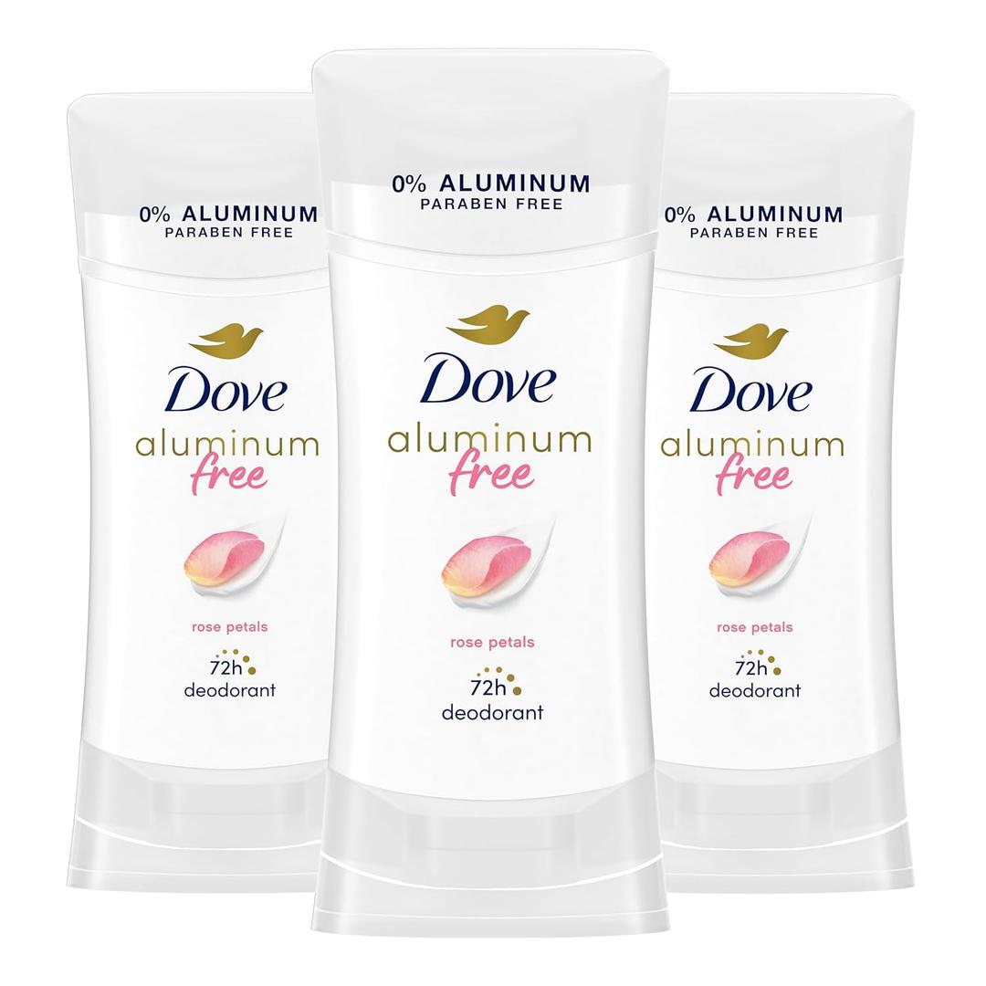Dove Aluminum Free Deodorant for Women 3 Count Rose Petals 72 hour odor protection 2.6 oz