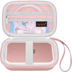 Canboc Hard Case for Canon Ivy 2 1 CLIQ+2 CLIQ 2 Mini Photo Printer Mobile Wireless Bluetooth Instant Camera Printer, Mesh Bag fit Photo Paper Cable, Rose Gold+Rose Gold