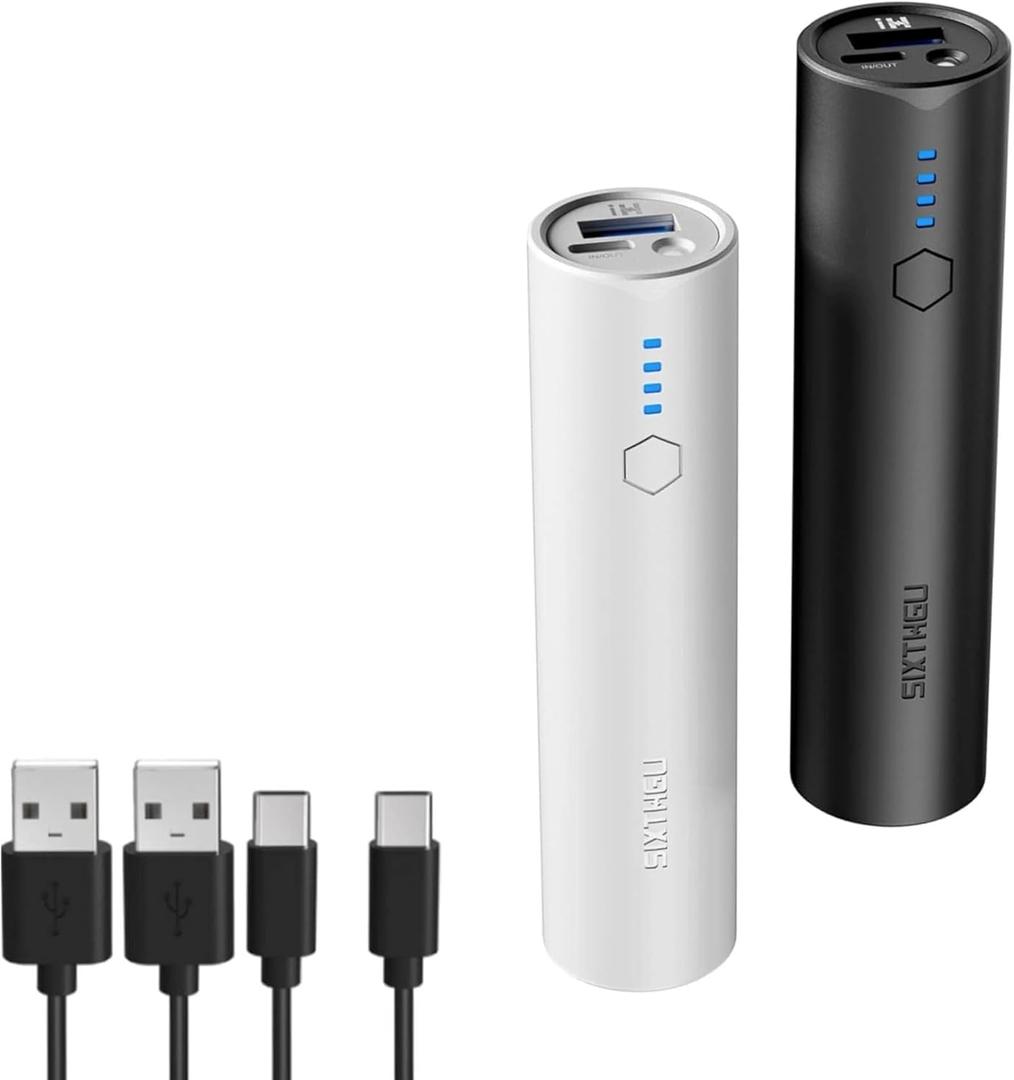 Portable Charger, 5000mAh Power Bank, S03 2-Pack Pocket Size Fast Charging USB-C (in&Out) Compatible with iPhone Series, Android Phone, Earphones, and More