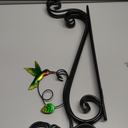 Bird Bath for Outside, Glass Solar Birdbath with Foldable Metal Stand for Garden Yard Patio Lawn Decor, 20 Inch Height, Hummingbird