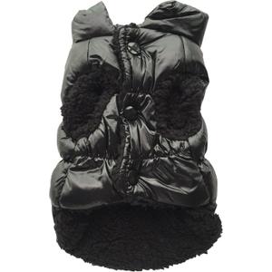 Vedem Dog Warm Fleece Puffer Vest Coat Cold Weather Pet Jacket Quilted Vest Clothes for Cats and Small Dogs (L, Black)