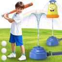 Water Sprinkler Baseball Toy, 360 Rotating Spray Water Play Game, Funny Emoticons Water Splashing Toy for Kids Outdoor, Summer Backyard Lawn Pool Party Fun for Boys Girls (Yellow)