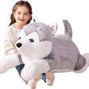 IKASA Giant Husky Stuffed Animal Plush Toy, 30" Large Dog Puppy Cute Jumbo Soft Toys, Huge Big Size Plushy Fluffy Fat Plushie, Gifts for Kids