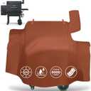 QuliMetal Grill Cover for Green Mountain Daniel Boone Prime WiFi Grills and Green Mountain Grill Ledge Model, Full Length GMG Daniel Boone Smoker Cover, 600D Fabric, Brown