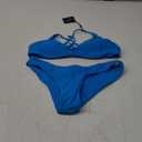 ZAFUL Women's Tie Back Padded High Cut Bralette Bikini Set Two Piece Swimsuit (1-blue167, Small)