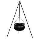 Halloween Decorations Outdoor - Large Witches Cauldron on Tripod with Lights - Plastic Bowl Decor - Hocus Pocus Candy Bucket Decoration for Home Porch Outside (Black)