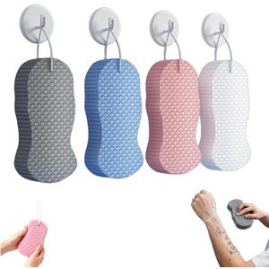 4PCS 3D Exfoliating Bath Sponge, Super Soft Reusable Handheld Shower Brush - Gently Remove Dead Skin for Adults, Women, Men & Children, Skin-Friendly, No Silicone Net.