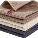 Homaxy 100% Cotton Waffle Weave Kitchen Dish Cloths, Ultra Soft Absorbent Quick Drying Dish Towels, 12 x 12 Inches, 6-Pack, Mixed Color