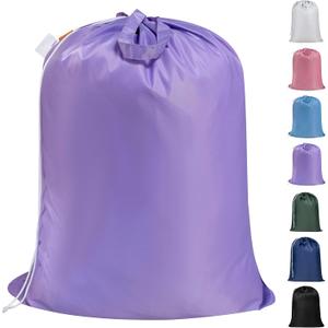 Polecasa Heavy Duty Large Laundry Bag with 130gsm Tear Resistant Fabric and Handles, Easy to Carry Durable Dirty Clothes Drawstring Bag, Perfect for College Dorm, Travel, 28x36,Purple