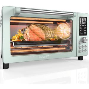 Nuwave Bravo Pro Smart Air Fryer Toaster Oven Combo, Airfryer Convection Oven Countertop, 12-in-1 Functions with Quicker & Even Crisp Technology, 1800W, 50-450F, PFAS-Free, 21QT, Mint