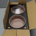 Ceramic 6.1inch Raised Dog Bowl with Stand for Small and Medium Breed Dog Dish Pet Food and Water Bowl (Double Bowl with Stand - Brown Coffee, 28oz)