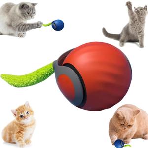 3 x Smart Interactive Cat Toy,2025 New Generation Interactive Cats Toys,Interactive Cat Toys for Indoor C at Ball,Automatic Moving Cats Toy Ball with Tail (Orange)