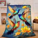Hummingbird Blanket Hummingbird Throw Blanket Soft Cozy Fleece Fuzzy Stuff Plush Flannel Gifts for Girls Women Boys Kids Adults 40''x50''