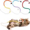 3pcs Cat Rope Chew Toys, 27.56x0.39in Cotton Rope Kitten Toys Interactive Cat String Toy Used for Dental Care Relaxing Teeth Cleaning for Indoors Cat Pets Supplies(Blue, Red, Orange)