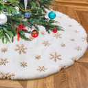 White Christmas Tree Skirt Small 24inch Faux Fur Tree Skirt Sequin Tree Carpet Mini Gold Glitter Tree Skirting Double Layers for Party Xmas Holiday Party Decorations Round Tree Skirt
