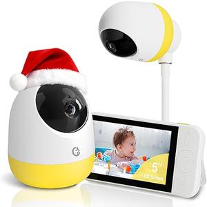 Ellie Pro Baby Monitor with Camera and Audio,5'' IPS 2K UHD Resolution,6000mAh Battery, Remote PanTilt5X Zoom, 2Way Talk,No WiFi, Night Vision, Virtual Fence 24hr Play Back and 1000ft Range