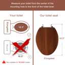 Angol Shiold Elongated Wooden Toilet Seat with Zinc Alloy Hinges, Easy to Install and Clean, Anti-pinch, Walnut
