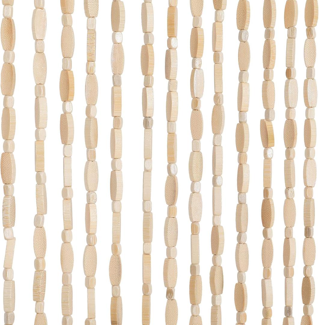 Handmade Bamboo Beaded Curtain for Doorway, Natural 52 Strands, 35.5"W x 75"L