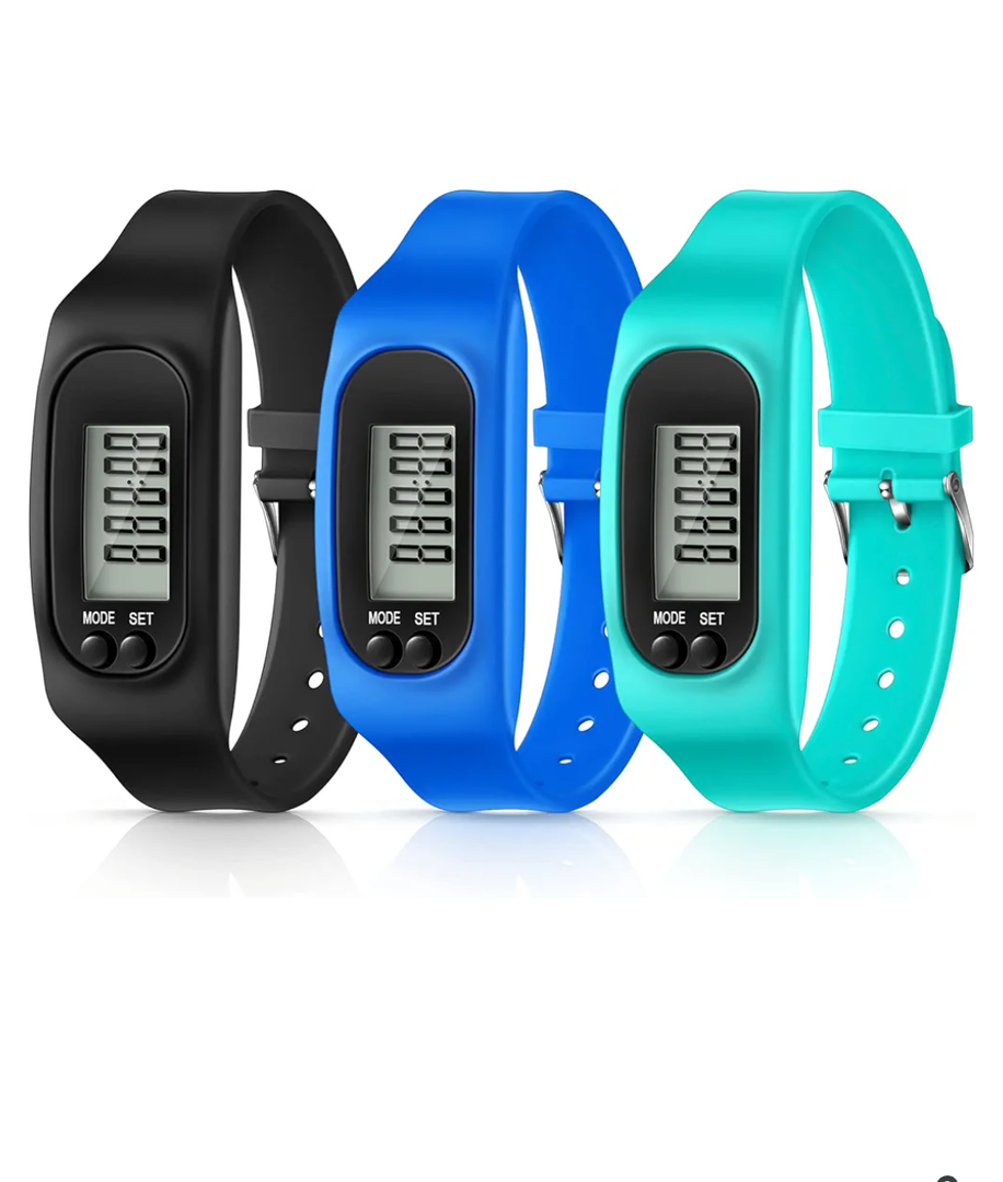Silicone Fitness Tracker Watch 3 Pcs Walking Running Pedometer Calorie Burning and Step Counting Bracelet Steps Pedometer Watch for Walking Men Women Kids