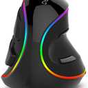 DELUX Ergonomic Vertical Mouse, Wired Ergo Mouse for Large Hands, 6 Programmable Buttons, Up to 12800 DPI, Removable Wrist Rest, Vibrant RGB Backlit, for Windows 7/8/10/XP/Vista (M618Plus RGB-Wired)