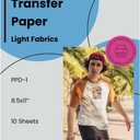 PPD Inkjet Premium Iron-On White and Light Color T Shirt Transfers Paper LTR 8.5x11 Pack of 10 Sheets (PPD001-10)