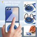 Magnetic Case for Samsung Galaxy Z Flip 7, [Compatible with MagSafe] Military Grade Shockproof Slim fit Samsung Z Flip 7 Phone Case with Magnetic Ring Kickstand, Dark Blue