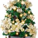 Mini Christmas Tree with Lights: 2ft Tabletop Christmas Tree, Small Artificial Xmas Tree with Star Treetopper, LED String Light & Hanging Ornaments, for Desk Christmas Decors Home Office Party