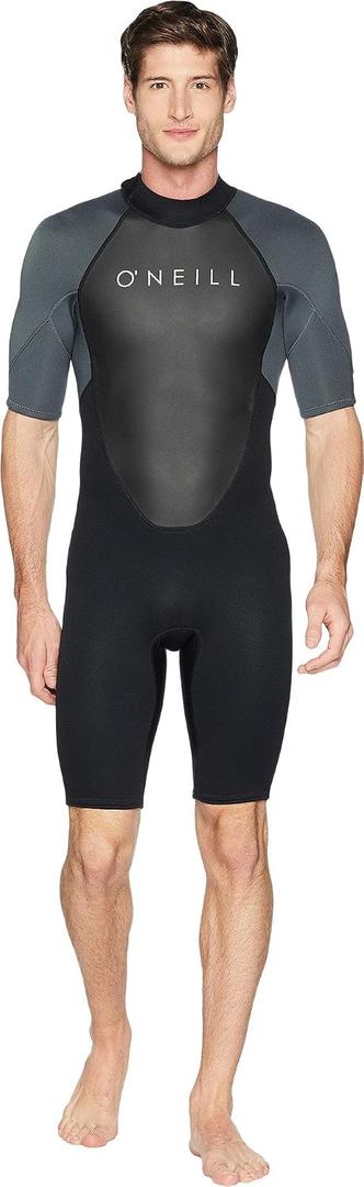 O'Neill Men's Reactor-2 2mm Back Zip Short Sleeve Spring Wetsuit, Black/Graphite, M
