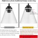 E26 E27 Light Socket Shade Ring,21.5mm/0.85inch Height Plastic Lamp Shade Collar Rings,Light Fixture Parts of Retainer Rings,Lock E26 E27 Socket with Thread Diameter 1-1/2 Inches (Black,4-Pack)