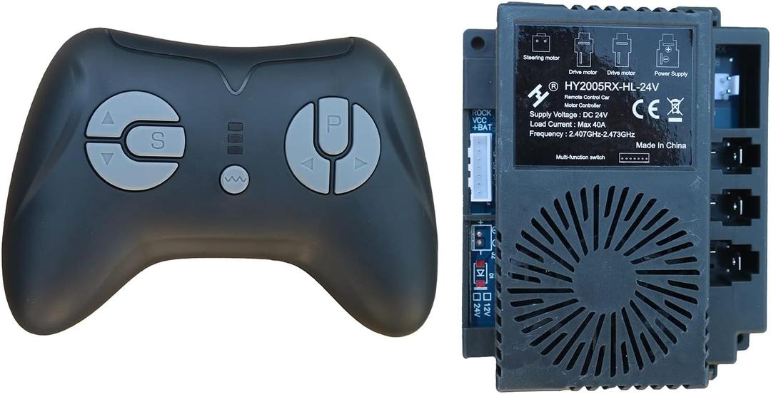 HY2005RX-HL-24V 2.4G Black Remote Control and Receiver, for Kids Ride On Toys, 24V Control Box Motherboard Accessories Ride On Car Replacement Parts