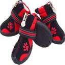 URBEST Dog Winter Shoes, Dog Boots Sports Non-Slip Pet Dog Anti-Slip Sole, Water Resistant Boots for Dogs 2 Pairs (1#, Red)