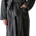 Robes for Women Premium Plush Fleece Long Bathrobe for Women with Shawl Collar, Soft Warm Womens Robe (L)