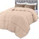 Utopia Bedding Comforters Queen Size, All Season Duvet Insert, Down Alternative Box Stitched Bed Comforter with Corner Tabs, Machine Washable (Beige)