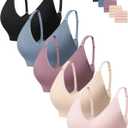 HBselect Wireless Bras for Women No Underwire, Women Comfortable Bras Seamless Padded Bras Everyday Sports Tshirt Bra (XX-Large, B: (Black/Nude/Pink/Dusty Blue/Pink)