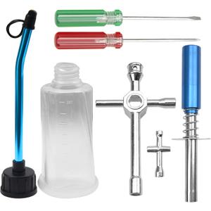 Cross Wrenches Sleeve Glow Plug Ignitor Engine Starter Tool Set RC Fuel Tank,0#+ 1#- Slot Screwdriver Compatible with 1/8 1/10 Traxxas Redcat HSP HPI Nitro RC Car