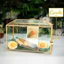 Glass Wedding Card Box with Lock, 12.6x5.9x9 inches Large Gold Card Boxes for Wedding Reception, Graduation, Keepsake Display, Party Centerpiece Gift Box