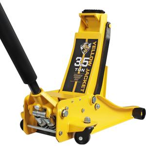 YELLOW JACKET 3.5 Ton Low Profile Floor Jack Quickly Lift Hydraulic Car Jack with Dual Pumps, 7700 lb Capacity (Steel)