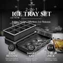 Large Ice Cube Trays Perfect for Whiskey and Summer Drinks - Italian Design - 2 Pack (16 x Ice Cubes | Square and Round | XL size) - Cosvino - Removable Lid, Easy Release (Tuxedo Black)