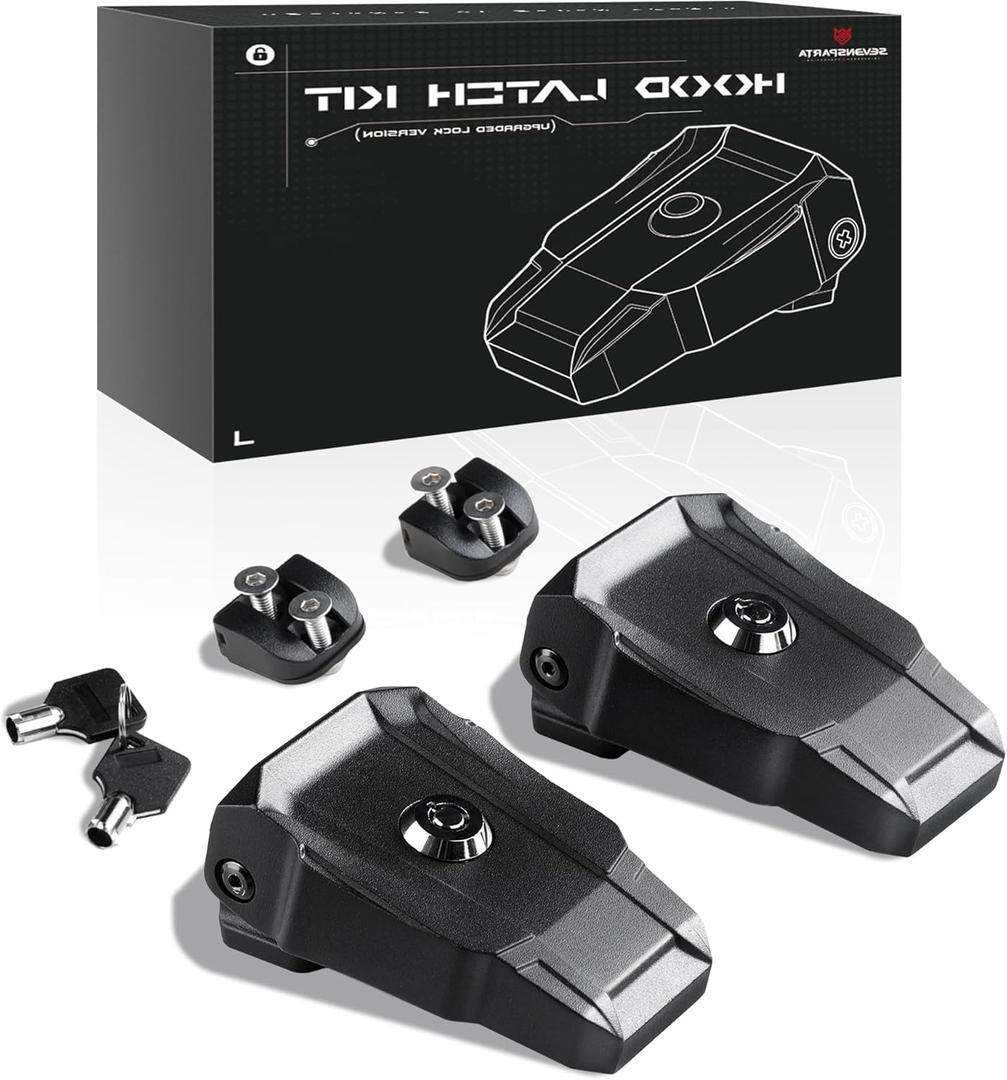 Seven Sparta Hood Latches with Lock Aluminum Locking Hood Catch Compatible with Jeep Wrangler JK/JKU 2007-2017, JL/JLU 2018-2024 & Jeep Gladiator 2020-2024, with Keys,1 Pair
