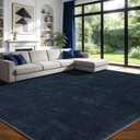 9x12 Washable Area Rug, Navy Blue Solid Area Rugs for Living Room & Bedroom
