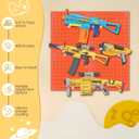 Peg Board For Nerf Guns, Peg Board For Hanging Nerf Guns, Toy Gun Storage, 4 Peg Board 13"x 13" For Nerf Guns, Toy Gun Storage Organizer Compatible with Blasters Nerf (Orange)