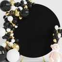Wokceer 6.6FT Round Backdrop Cover Black Round Arch Covers with Buckles Polyster Circle Balloon Arch Cover for Wedding Birthday Party Ceremony Decor