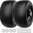 11x6.00-5 Lawn Mower Tires Flat Free, Zero Turn Mower Front Tires, 11x6-5 Solid Mower Wheel for Residential and Commercial, 3/4" and 5/8" Bearing, 6"- 8" Center Hub, 2Pack Black, 400Lbs