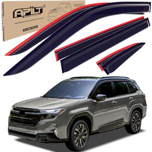 Outside-Mount Window Visors Rain Guards for 2025 2026 Subaru Forester Full-Size Wind Vent Deflectors Car Accessories Dark Smoke 6-Piece Set with Thicker