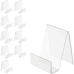 Boloyo Acrylic Book Stand with Ledge,10PC 4 Inch Clear Acrylic Display Easel Transparent Display Stand Holder Tablet Holder for Displaying Books,Magazine,Plate,Pictures,Artworks, CDs